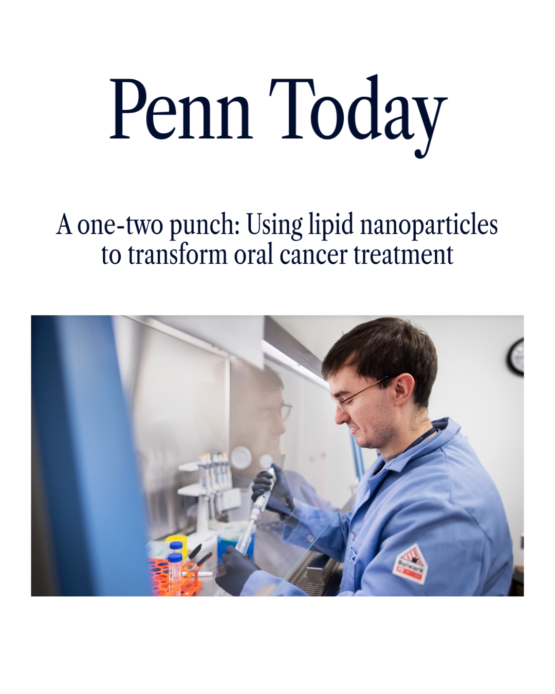 Penn Today Article about Oral Cancer Treatment